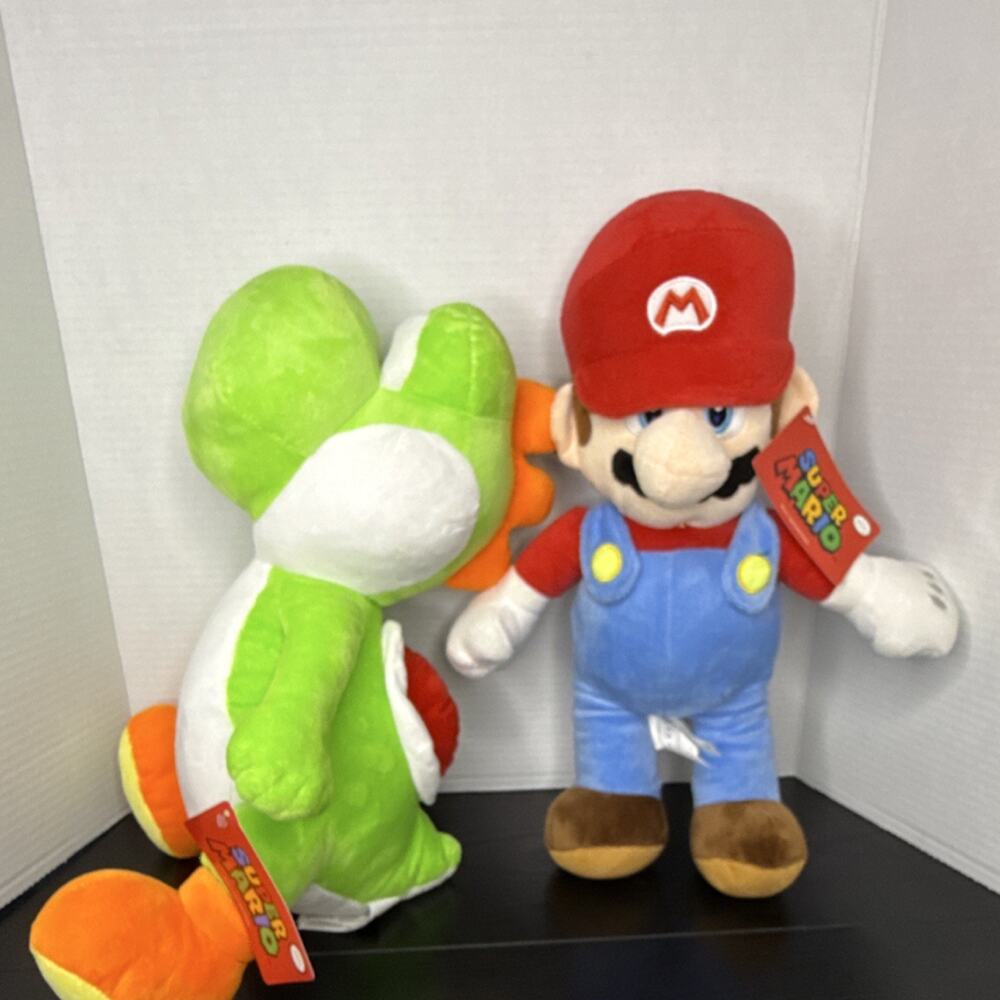 Nintendo Super Mario Mario & Yoshi 16” Plush Dolls Washable 2024